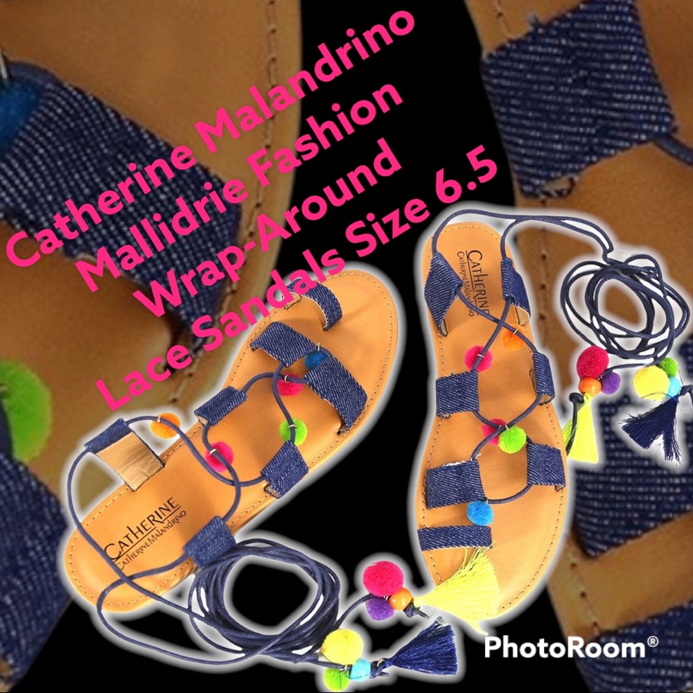 Catherine Malandrino Mallidrie Womens Fashion Wrap-Around Lace Sandals Size 6.5